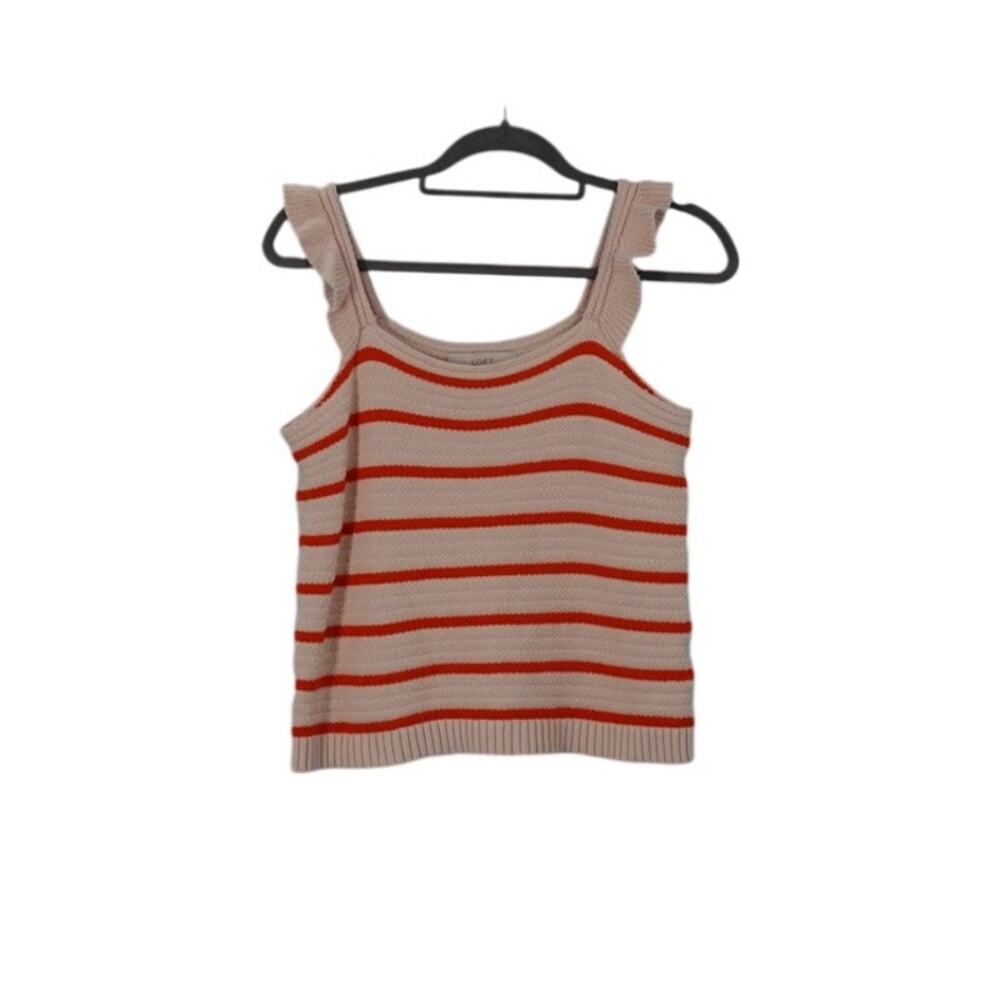Loft Pink and Red Knit Tank top Size Medium